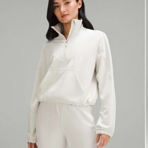 Lululemon Brushed Softstreme Ribbed Half Zip in Bone size 4